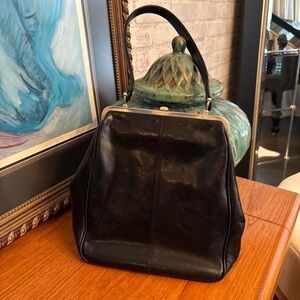 Vintage Hobo Black Leather Hand Bag